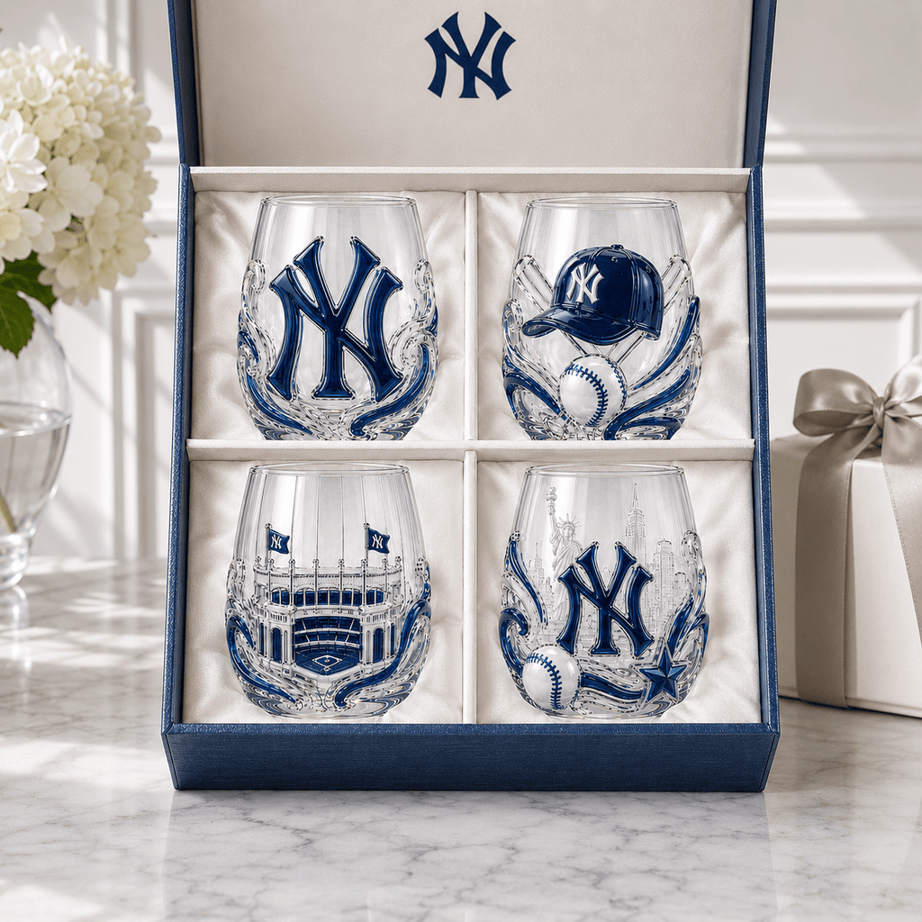 NYY Stemless Glass Cup Set TTTT
