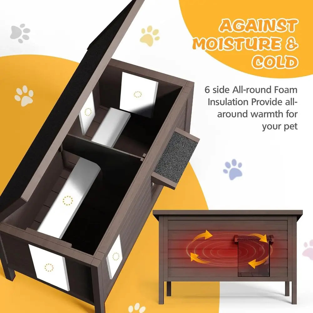 All-Weather Insulated Outdoor Cat House for Multiple