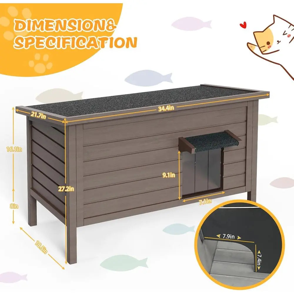 All-Weather Insulated Outdoor Cat House for Multiple