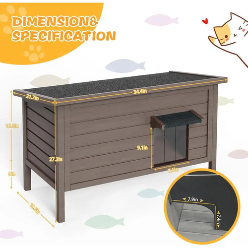 All-Weather Insulated Outdoor Cat House for Multiple